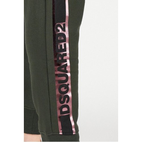 Pantaloni DSQUARED2, Insertie multicolor logo, GreenTape Pantaloni DSQUARED2, Insertie multicolor logo, GreenTape