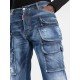 Pantaloni DSQUARED2, Straight Leg, Buzunare atasate, Blue - S71KB0499S30341470