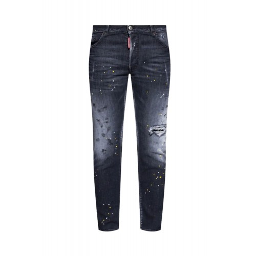 JEANS DSQUARED2, Insertii uzate, Gri inchis Cool Guy JEANS DSQUARED2, Insertii uzate, Gri inchis Cool Guy
