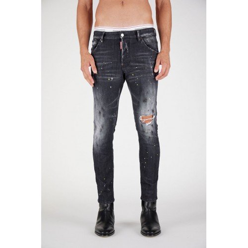 JEANS DSQUARED2, Insertii uzate, Gri inchis Cool Guy JEANS DSQUARED2, Insertii uzate, Gri inchis Cool Guy