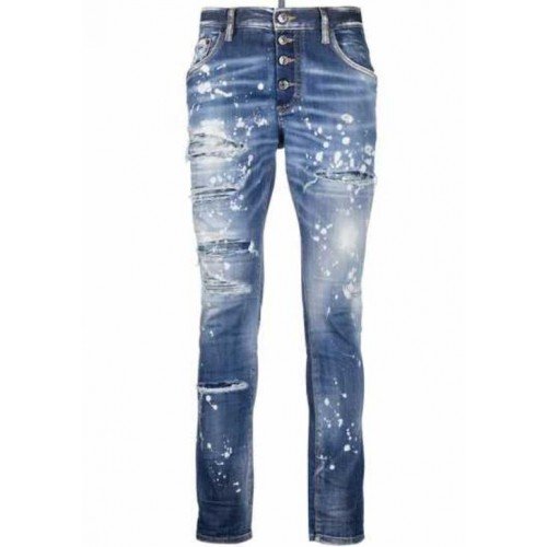 BLUGI DSQUARED2, Bumbac, Ripped Detail Jeans Blue