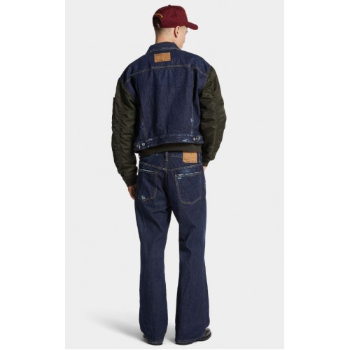 JEANS DSQUARED2, Dark Indigo Aviator Wash loose jeans