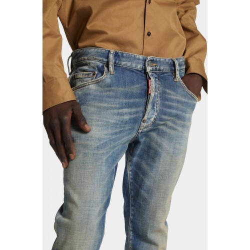 JEANS DSQUARED2, Medium Sandy Wash, Skater Fit, Bleu JEANS DSQUARED2, Medium Sandy Wash, Skater Fit, Bleu