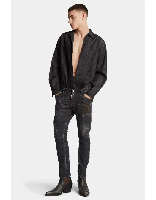 JEANS DSQUARED2, Nirvana Wash, Skater fit, Negru - S71LB1665S30357900