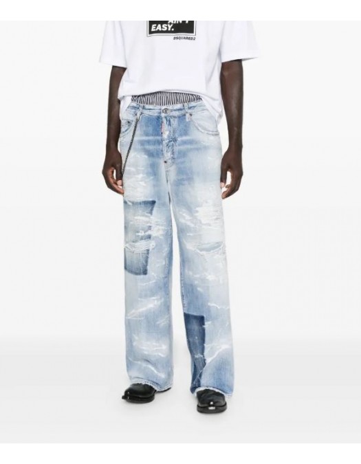 JEANS DSQUARED2, Patch blue jeans, Relaxed Fit - S71LB1677D30011470