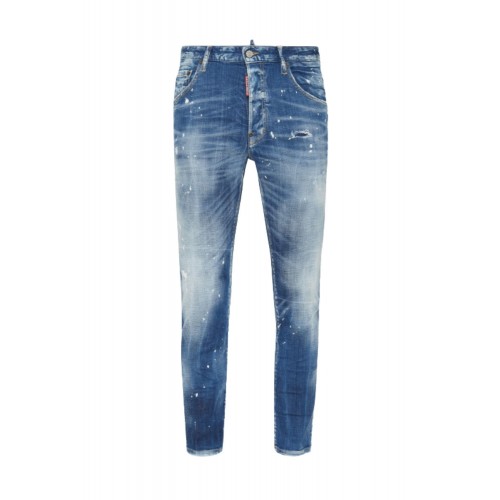 JEANS DSQUARED2, Medium Spots Wash, Skater Fit, Albastru JEANS DSQUARED2, Medium Spots Wash, Skater Fit, Albastru