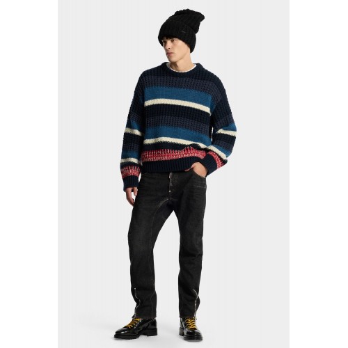 Jeans DSQUARED2, Aviator Biker Zips Jeans, Negru