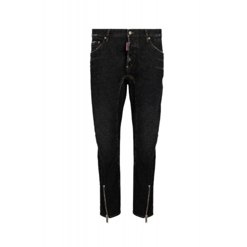 Jeans DSQUARED2, Aviator Biker Zips Jeans, Negru