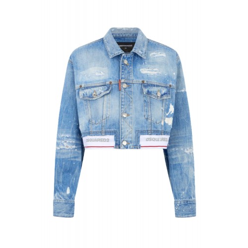 Jacheta DSQUARED2, Light Wash Boxy Jean Jacket