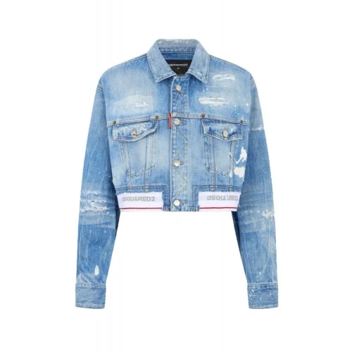 Jacheta DSQUARED2, Light Wash Boxy Jean Jacket