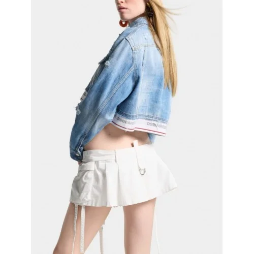 Jacheta DSQUARED2, Light Wash Boxy Jean Jacket