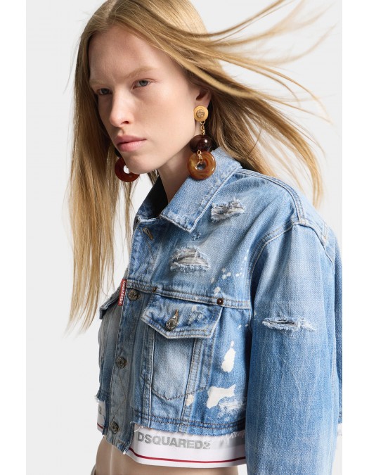 Jacheta DSQUARED2, Light Wash Boxy Jean Jacket - S72AM1132D30038470