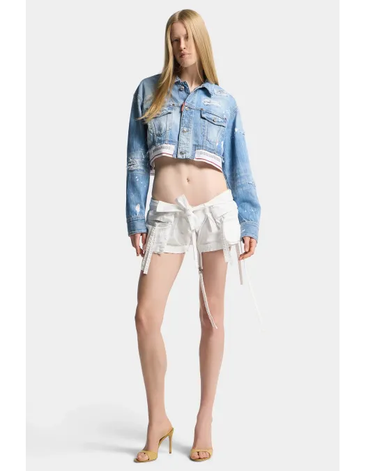 Jacheta DSQUARED2, Light Wash Boxy Jean Jacket - S72AM1132D30038470