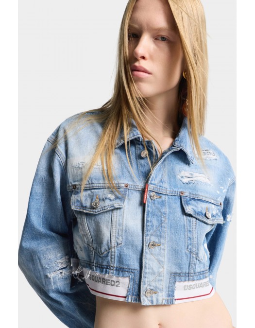 Jacheta DSQUARED2, Light Wash Boxy Jean Jacket - S72AM1132D30038470