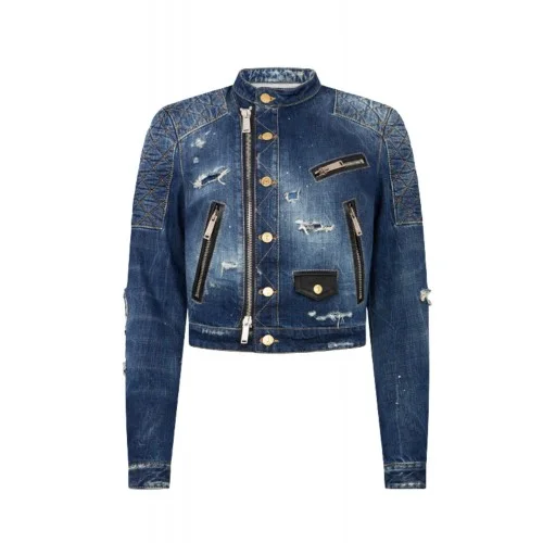 Jacheta DSQUARED2, Medium Broken Biker Jean Jacket