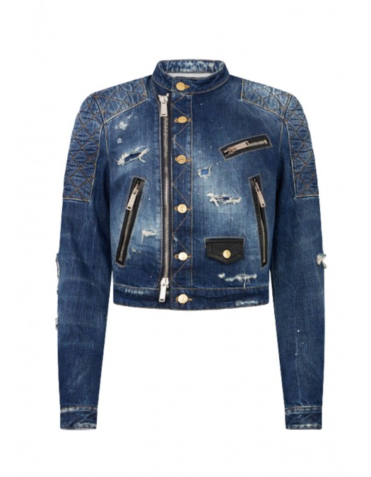 Jacheta DSQUARED2, Medium Broken Biker Jean Jacket - S72AM1135D30011470