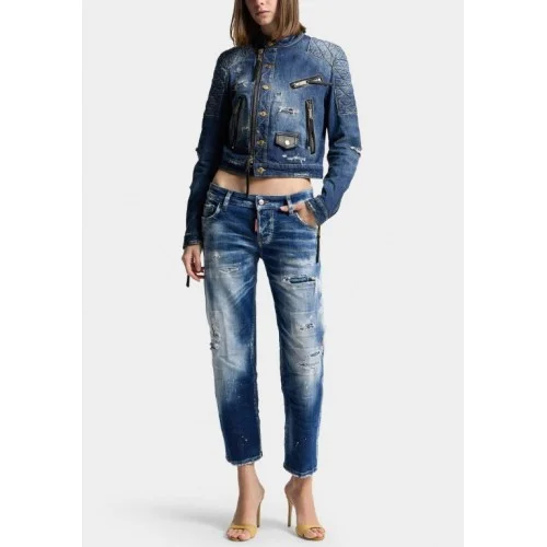 Jacheta DSQUARED2, Medium Broken Biker Jean Jacket