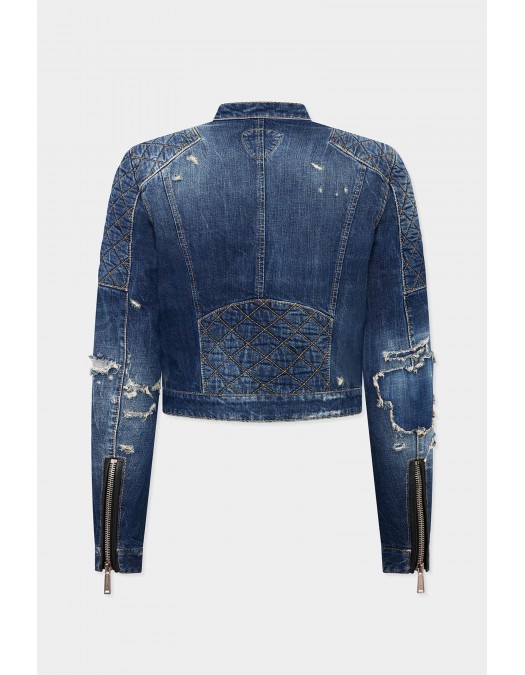 Jacheta DSQUARED2, Medium Broken Biker Jean Jacket - S72AM1135D30011470