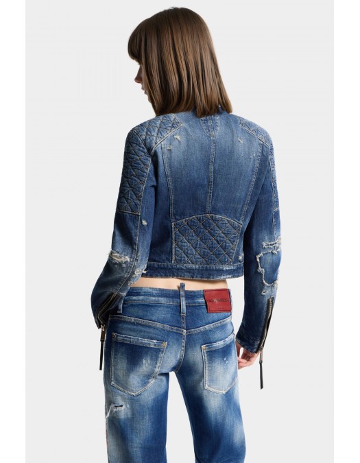 Jacheta DSQUARED2, Medium Broken Biker Jean Jacket - S72AM1135D30011470
