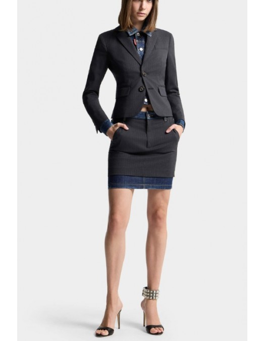 Jacheta DSQUARED2, Dark Wash Hybrid Denim Tailor Jacket - S72BN0729S35739001F