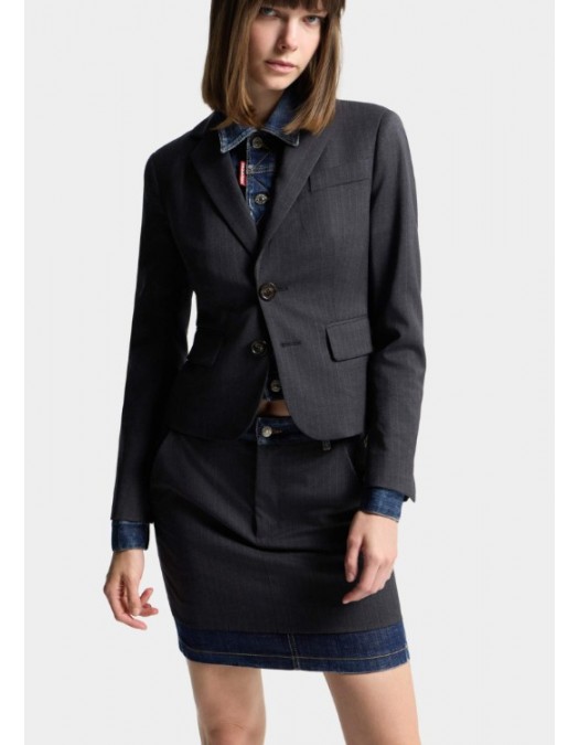 Jacheta DSQUARED2, Dark Wash Hybrid Denim Tailor Jacket - S72BN0729S35739001F