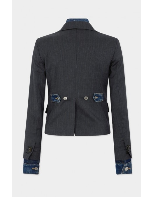 Jacheta DSQUARED2, Dark Wash Hybrid Denim Tailor Jacket - S72BN0729S35739001F