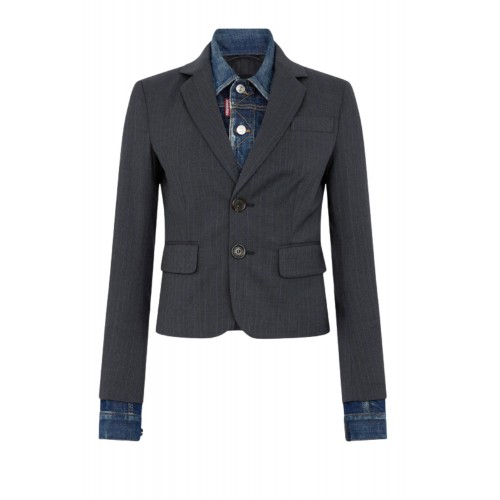 Jacheta DSQUARED2, Dark Wash Hybrid Denim Tailor Jacket