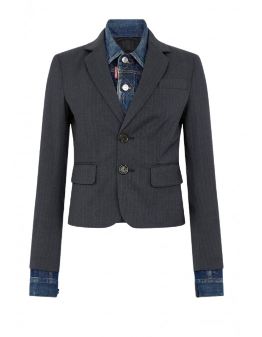 Jacheta DSQUARED2, Dark Wash Hybrid Denim Tailor Jacket - S72BN0729S35739001F