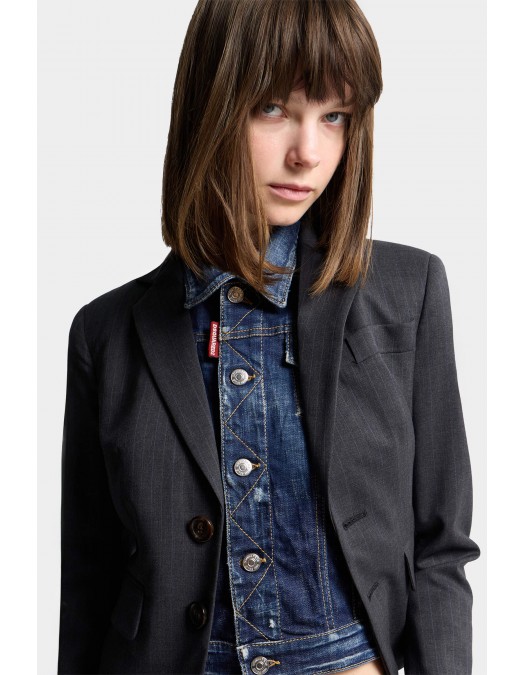 Jacheta DSQUARED2, Dark Wash Hybrid Denim Tailor Jacket - S72BN0729S35739001F
