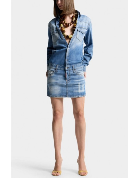 Rochie DSQUARED2, Light Wash Trucker Dress - S72CV0739S30341470