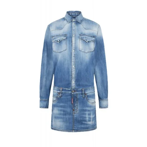 Rochie DSQUARED2, Light Wash Trucker Dress