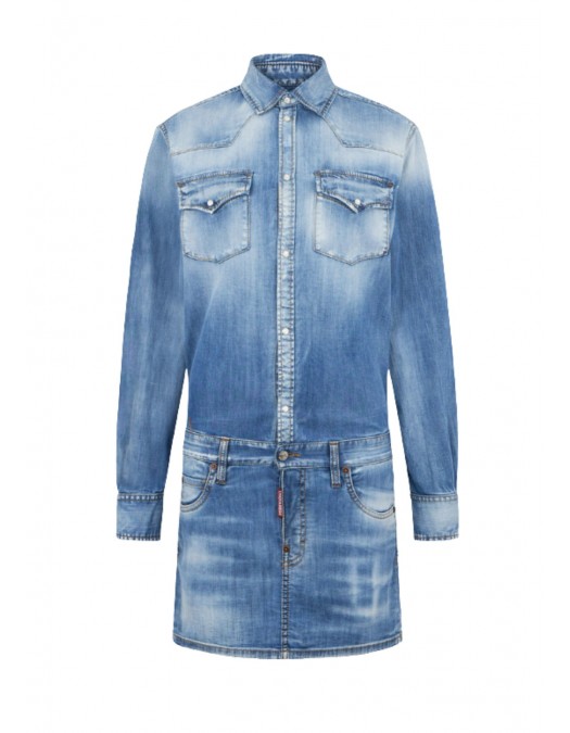 Rochie DSQUARED2, Light Wash Trucker Dress - S72CV0739S30341470
