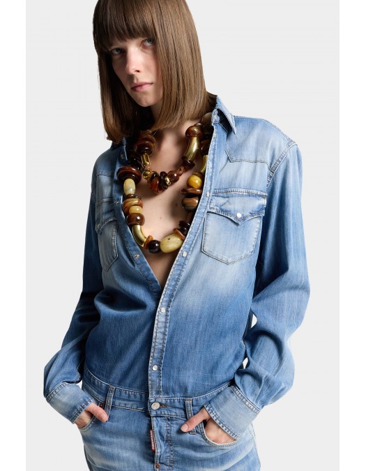 Rochie DSQUARED2, Light Wash Trucker Dress - S72CV0739S30341470