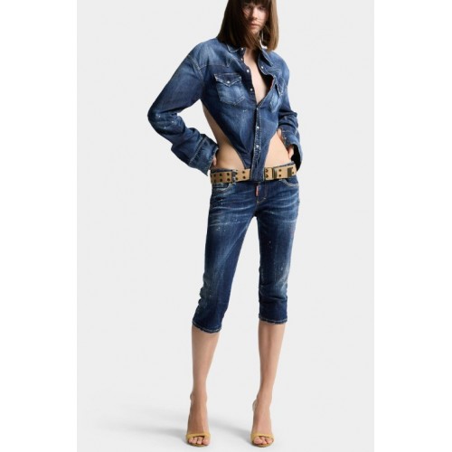 Top DSQUARED2, Deep Cut Night Whisper Denim Shirt