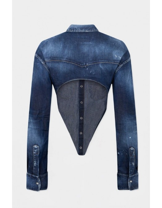 Top DSQUARED2, Deep Cut Night Whisper Denim Shirt - S72DL0784S30341470