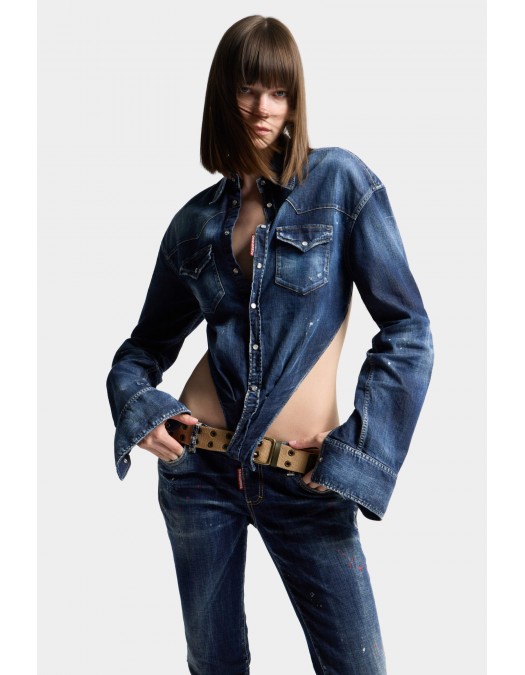 Top DSQUARED2, Deep Cut Night Whisper Denim Shirt - S72DL0784S30341470