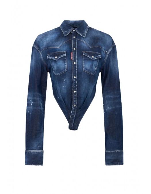 Top DSQUARED2, Deep Cut Night Whisper Denim Shirt - S72DL0784S30341470
