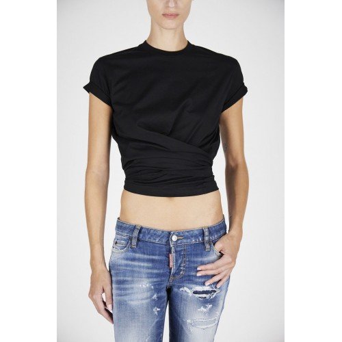 TOP DSQUARED2, Imprimeu Caten Twins, Negru TOP DSQUARED2, Imprimeu Caten Twins, Negru