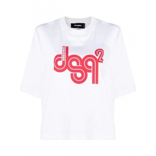 Tricou DSQUARED2, Red Logo Print, Alb