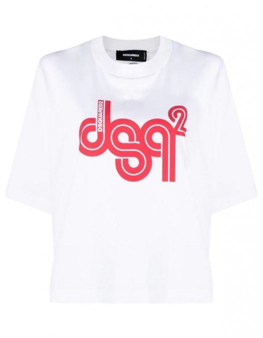 Tricou DSQUARED2, Red Logo Print, Alb - S72GD0387S24387100