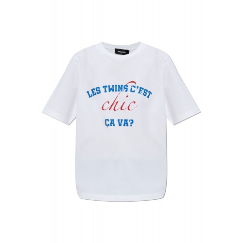 Tricou DSQUARED2, Chic Print, White Tricou DSQUARED2, Chic Print, White