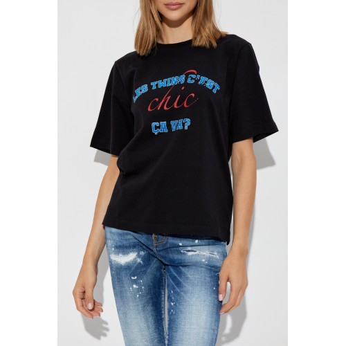 Tricou DSQUARED2, Chic Print, Black Tricou DSQUARED2, Chic Print, Black