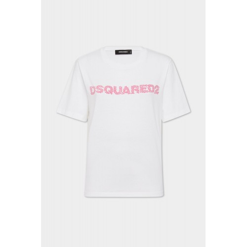 Tricou DSQUARED2, Easy Fit, Pastel Pink, White