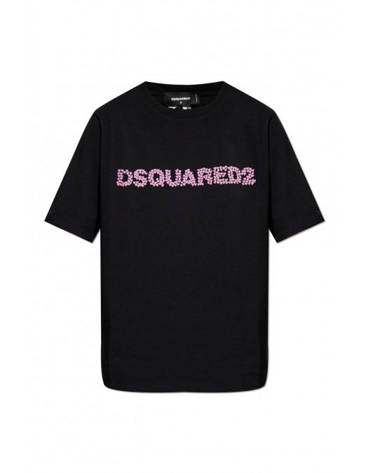 Tricou DSQUARED2, Easy Fit, Pastel Pink Logo, Black - S72GD0551S24662900