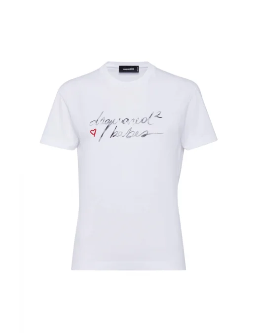 Tricou DSQUARED2, Wash Just Right Fit, Babes, White - S72GD0571D20020100 Tricou DSQUARED2, Wash Just Right Fit, Babes, White - S72GD0571D20020100