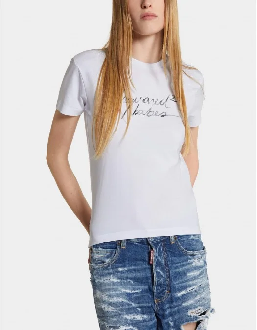 Tricou DSQUARED2, Wash Just Right Fit, Babes, White - S72GD0571D20020100 Tricou DSQUARED2, Wash Just Right Fit, Babes, White - S72GD0571D20020100
