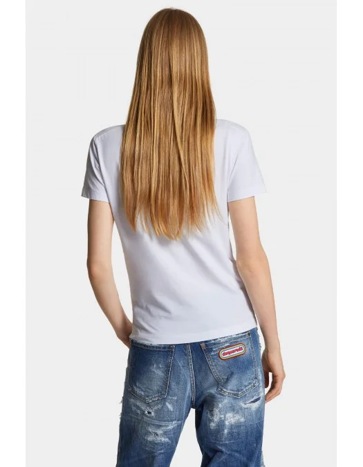 Tricou DSQUARED2, Wash Just Right Fit, Babes, White - S72GD0571D20020100 Tricou DSQUARED2, Wash Just Right Fit, Babes, White - S72GD0571D20020100