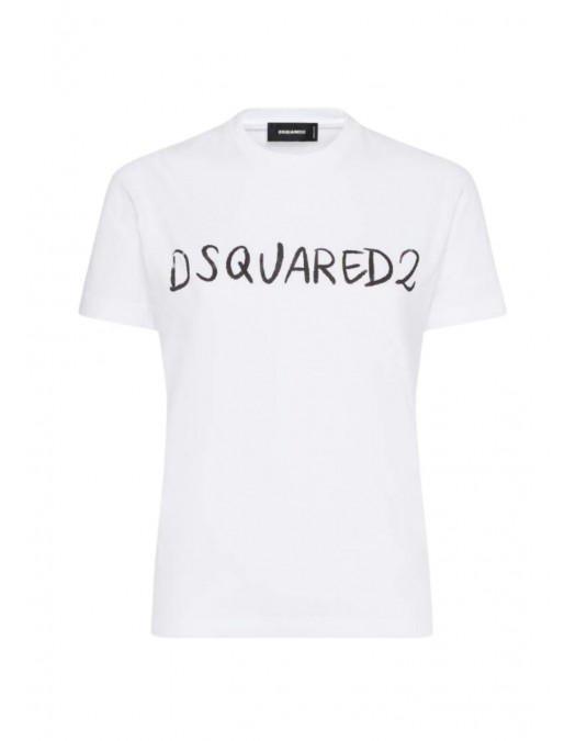 Tricou DSQUARED2, Written logo print, Alb - S72GD0574S21600100 Tricou DSQUARED2, Written logo print, Alb - S72GD0574S21600100