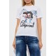 Tricou DSQUARED2, Girls Print, Aplicatii stralucitoare, Alb - S72GD0613D20020100 Tricou DSQUARED2, Girls Print, Aplicatii stralucitoare, Alb - S72GD0613D20020100
