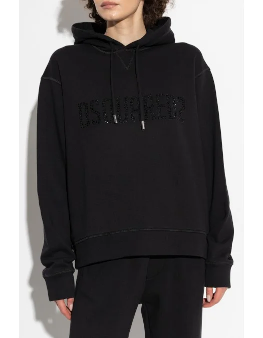 Hanorac DSQUARED2, Shiny Logo Insert, Black - S72GU0463S25516900 Hanorac DSQUARED2, Shiny Logo Insert, Black - S72GU0463S25516900